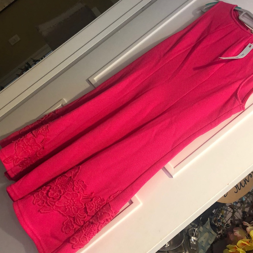 Pink Dress with Cotton Lace Bottom Detail, Sz L